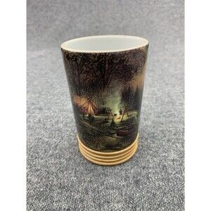 Vintage 1989 Terry Redlin Ceramic Bathroom Cup Desk Pencil Holder Camping
